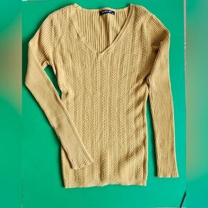Elegant V-Neck Sweater in YellowMustard by EXTRA ME